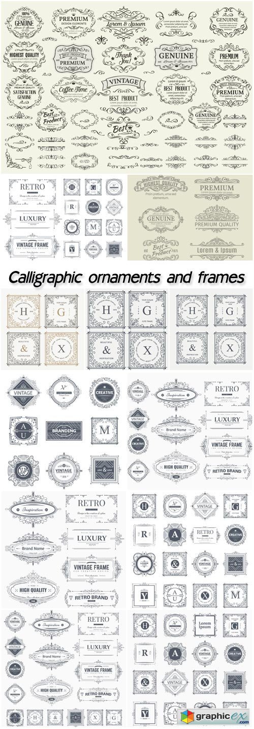 Calligraphic ornaments and frames