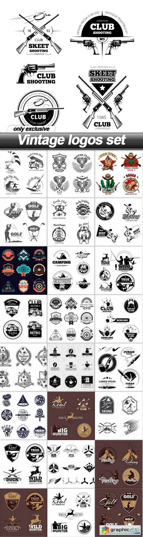  Vintage logos set - 25 EPS