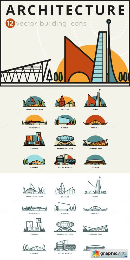 12 Vector building icons
