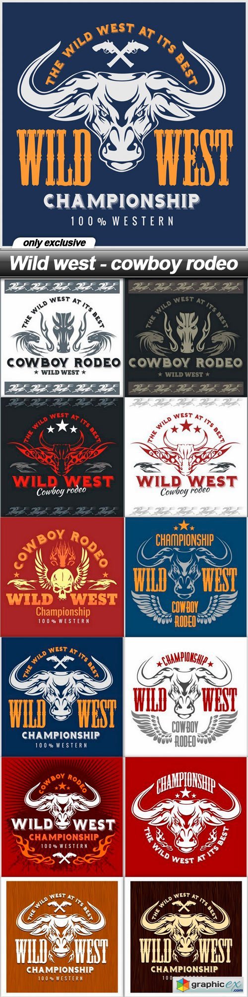 Wild west - cowboy rodeo - 12 EPS
