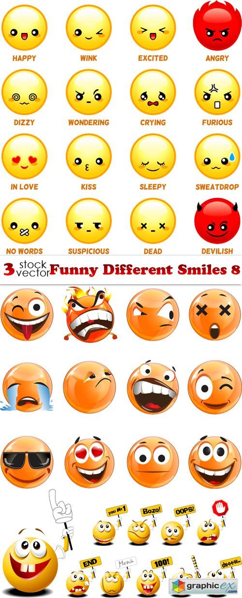 Vectors - Funny Different Smiles 8