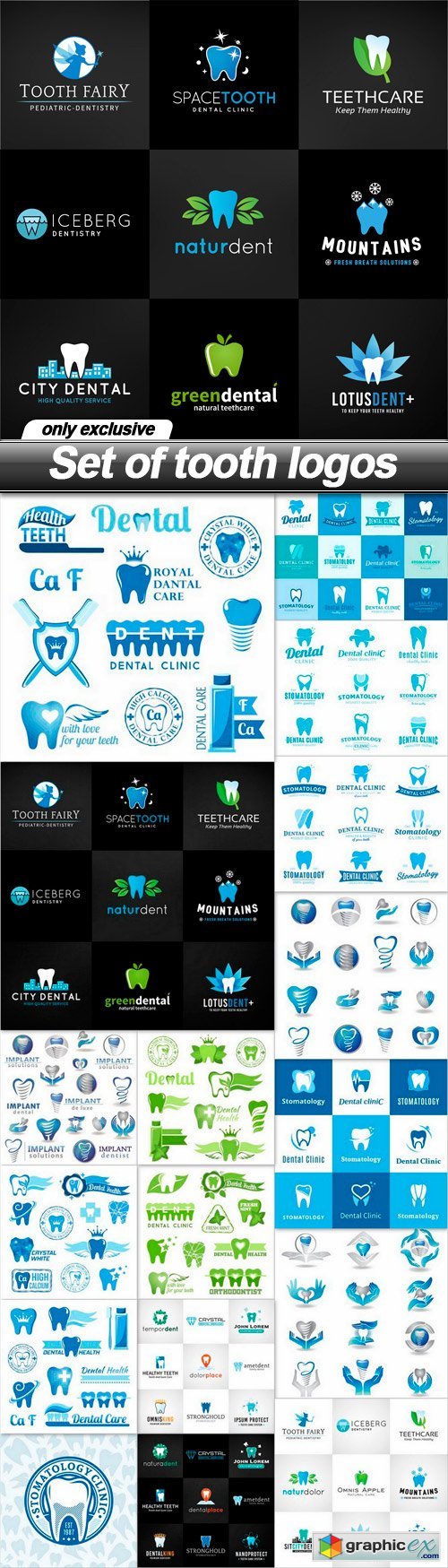  Set of tooth logos - 17 EPS