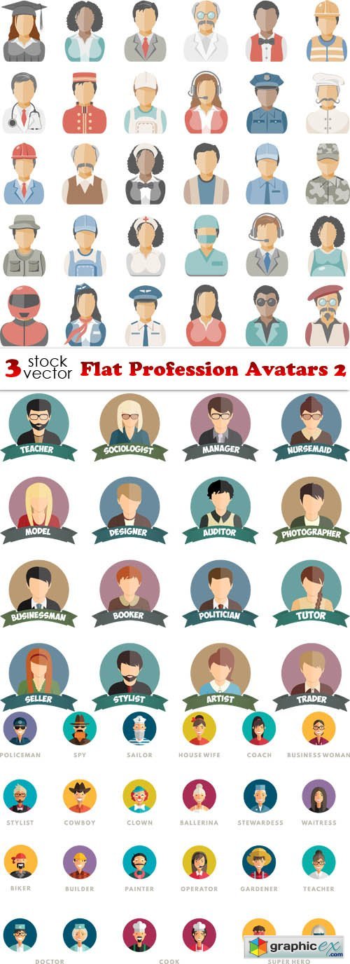 Vectors - Flat Profession Avatars 2