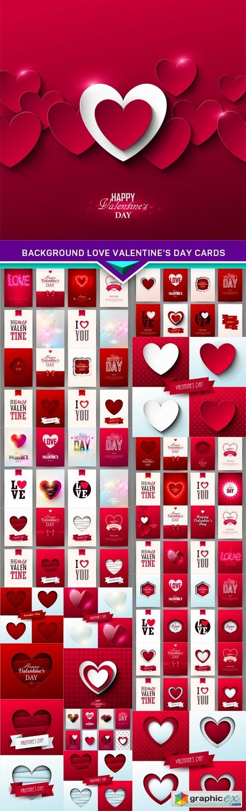 Background Love valentine's day cards 20x EPS