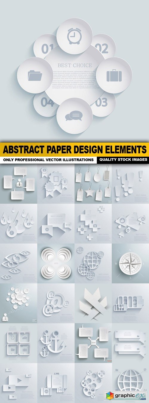  Abstract Paper Design Elements - 25 Vector