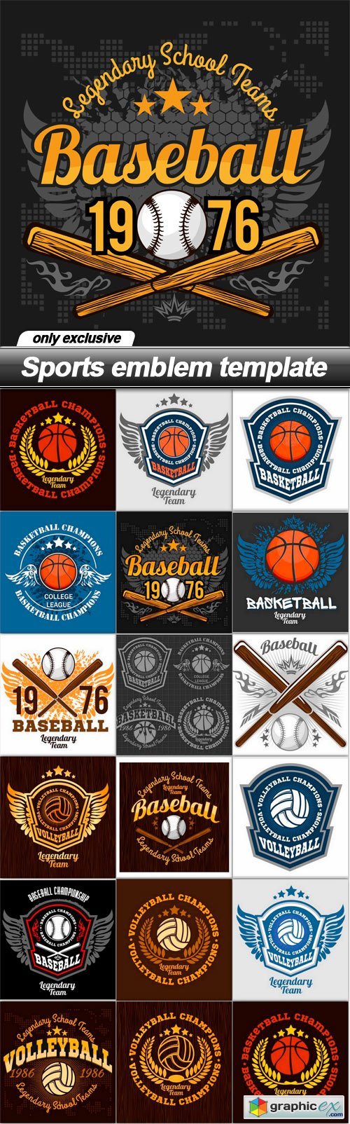 Sports emblem template - 17 EPS