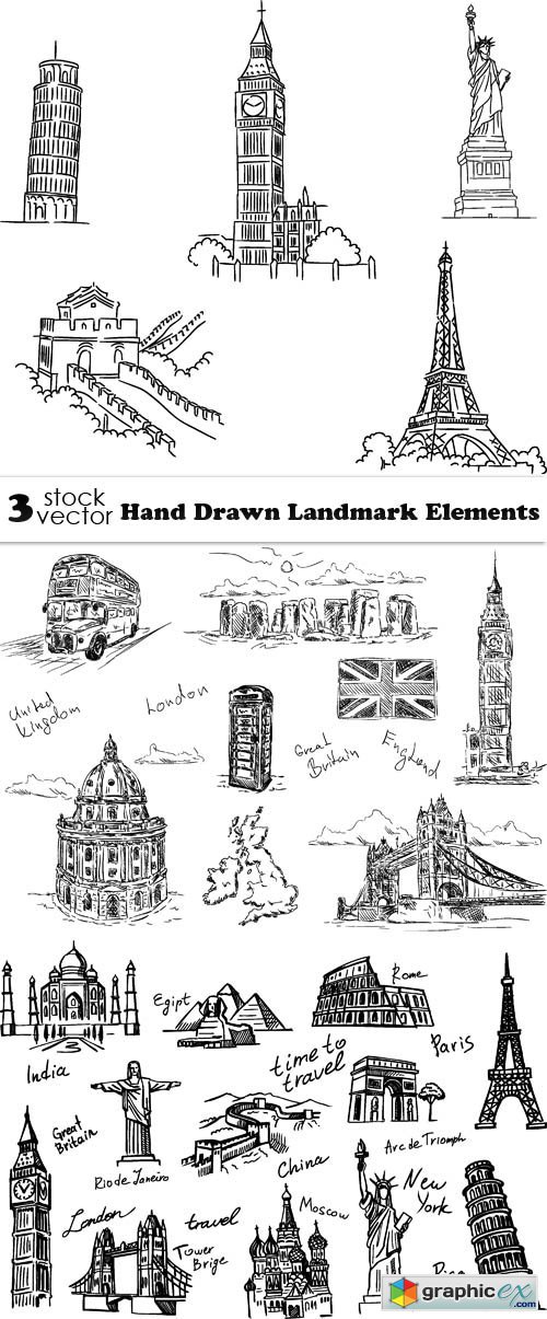 Vectors - Hand Drawn Landmark Elements