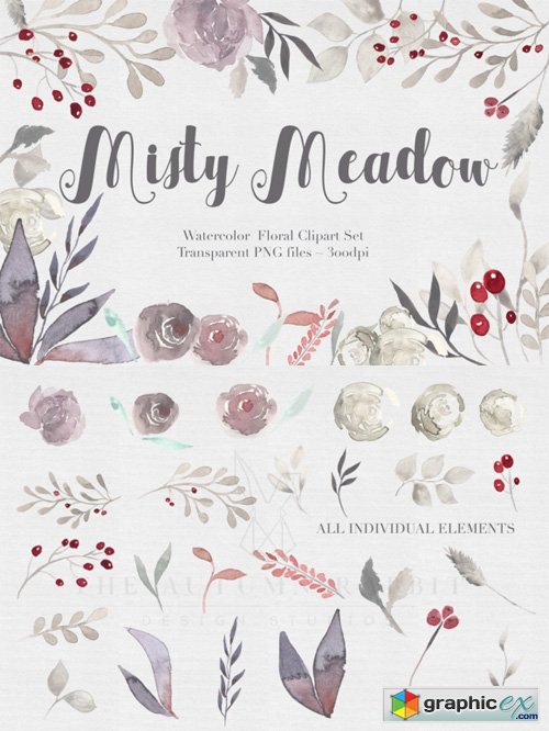  Misty Meadow Floral Clipart Set