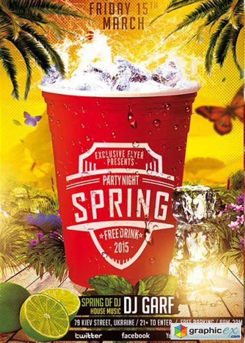  Spring Party Night Premium Flyer Template