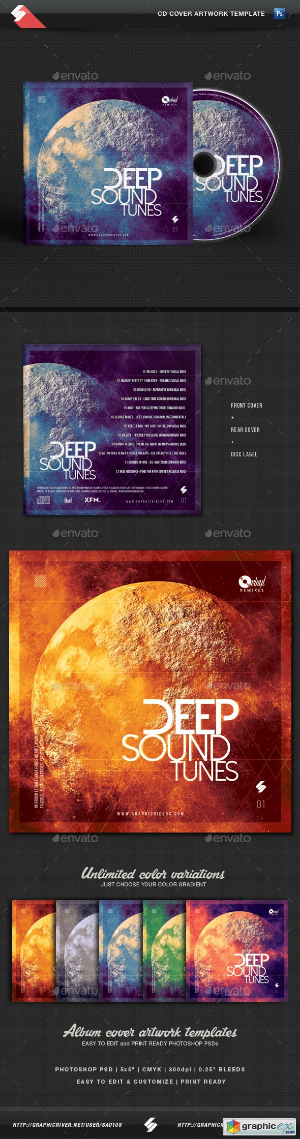 Deep Sound Tunes - CD Cover Template
