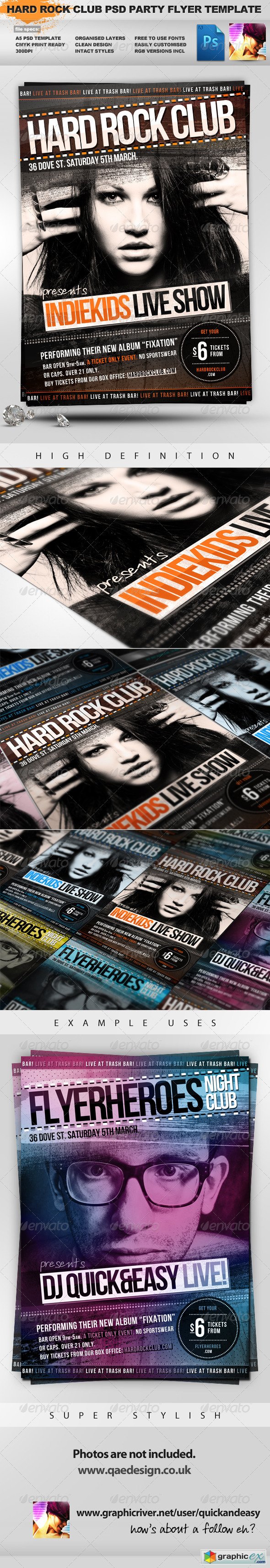 Indiekids - Hard Rock Indie Club PSD Party Flyer