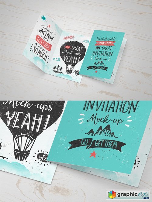  Invitation Greeting Card Mock-up Template