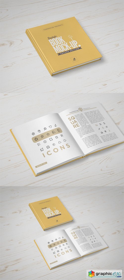  Square Book Mock-Up Template