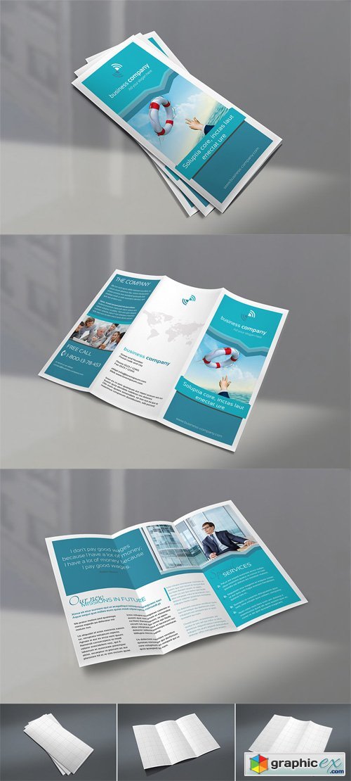  Business Company Trifold Brochure Mock-Up