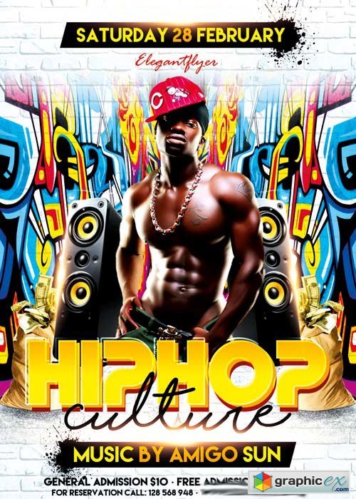 Hip Hop Culture V02 Flyer PSD Template + Facebook Cover