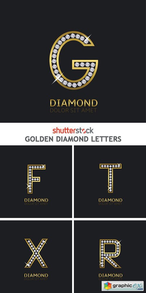 Golden Diamond Letters - 36xEPS