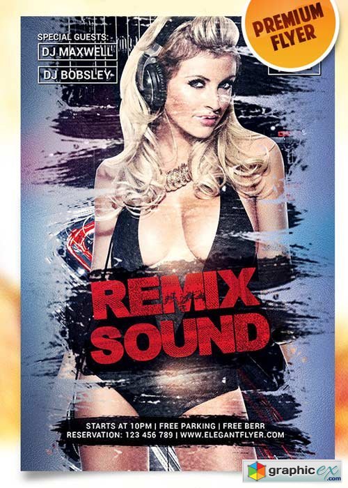  Remix Sound Flyer PSD Template + Facebook Cover