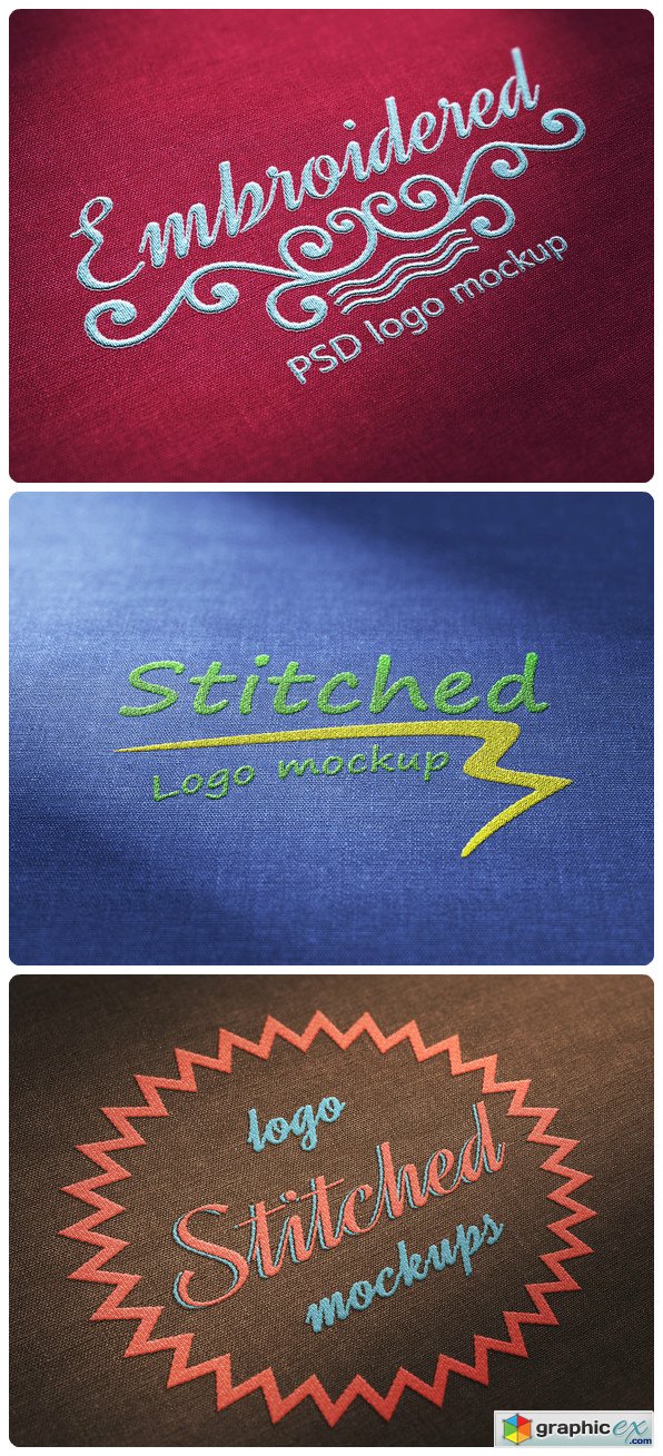 3 x Stiched Logo Mockups