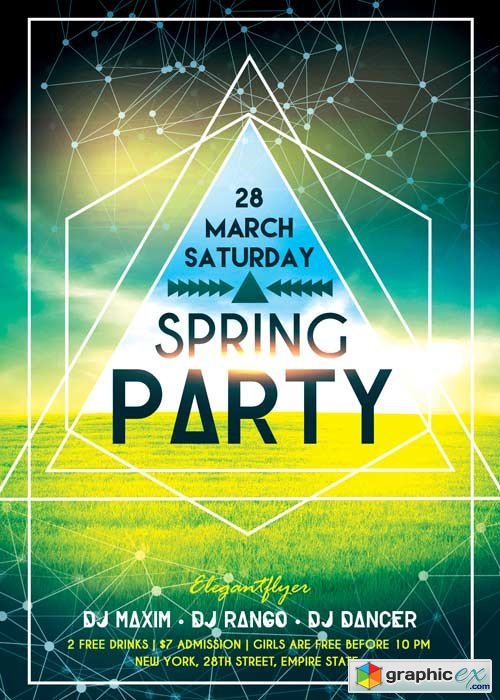 Spring Party V02 Premium Flyer Template + Facebook Cover