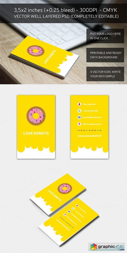 Love Donuts - Yellow Business Card