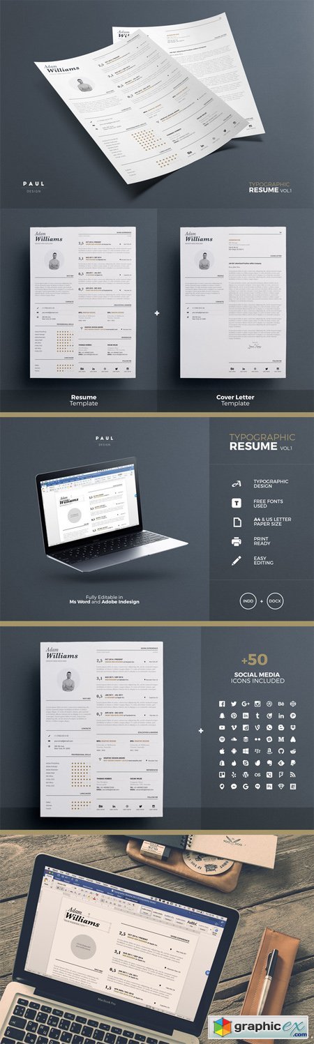Typographic Resume - Word & InDesign