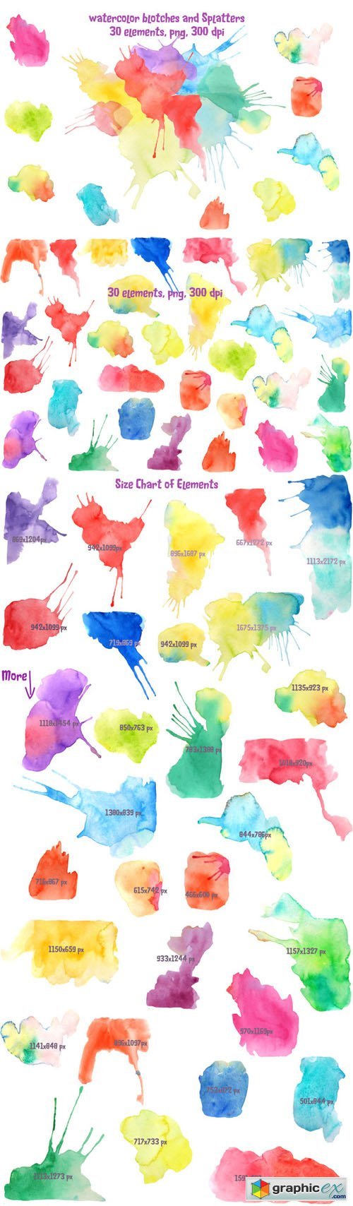 Watercolor Blotches and Splatters