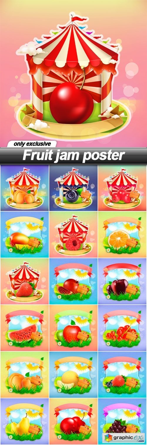 Fruit jam poster - 19 EPS