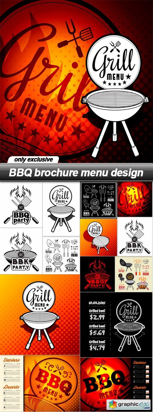 BBQ brochure menu design - 15 EPS