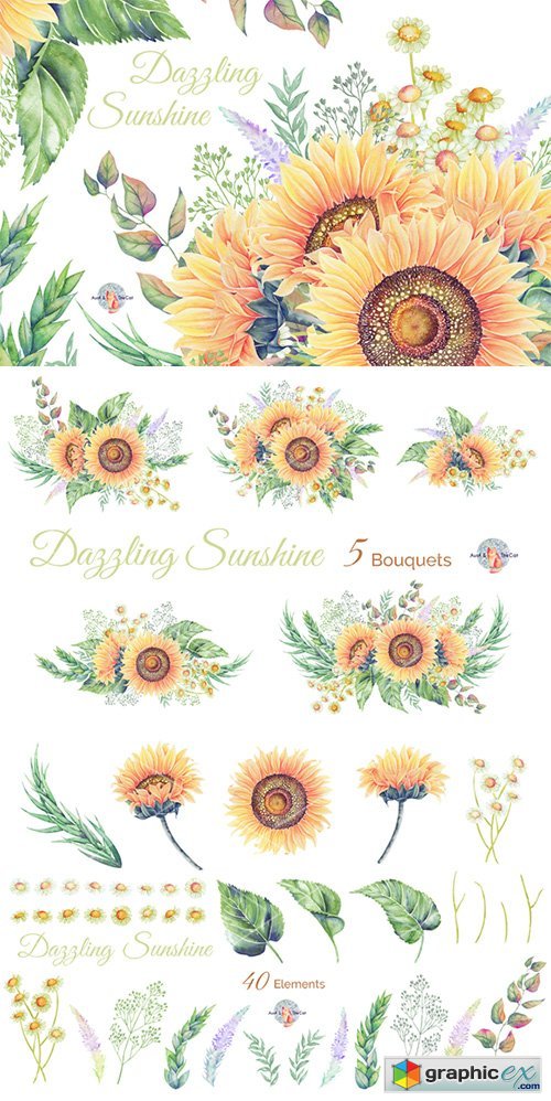Dazzling Sunshine Watercolor Clipart