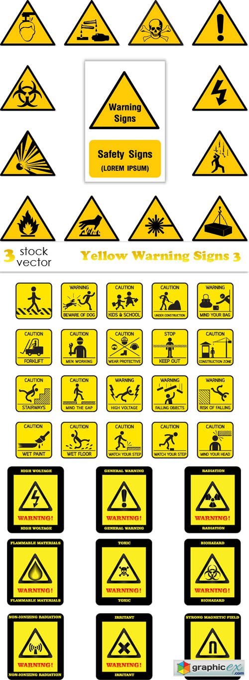 Vectors - Yellow Warning Signs 3
