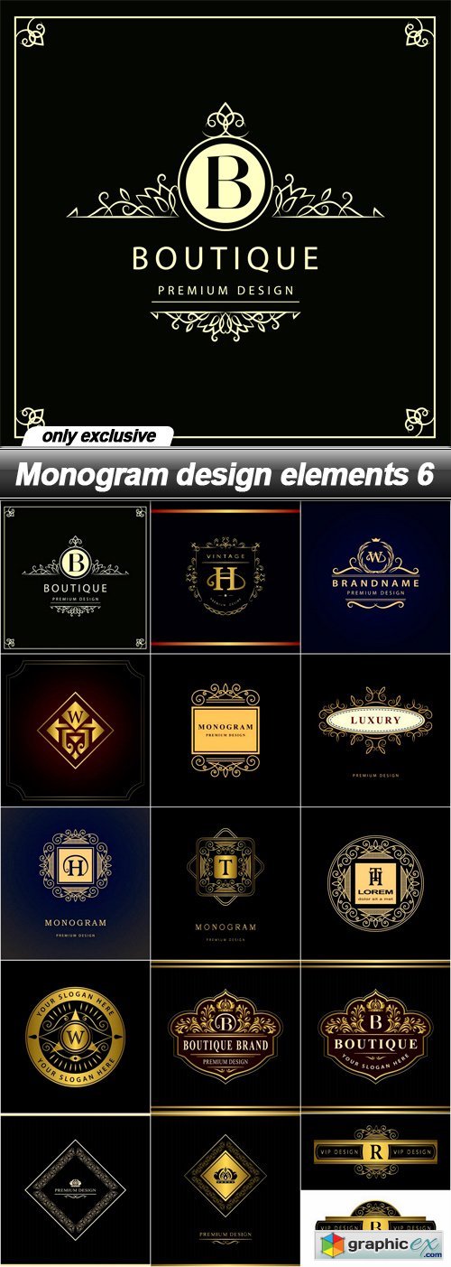 Monogram design elements 6 - 15 EPS