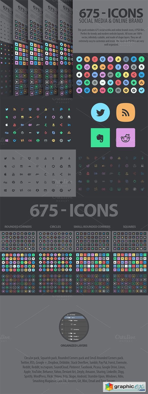  675 Social Media Icons Pack