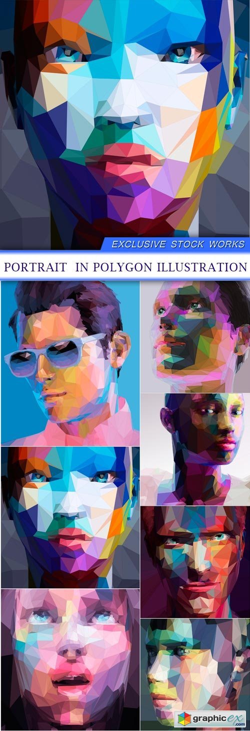 Portrait in polygon illustration 7X EPS