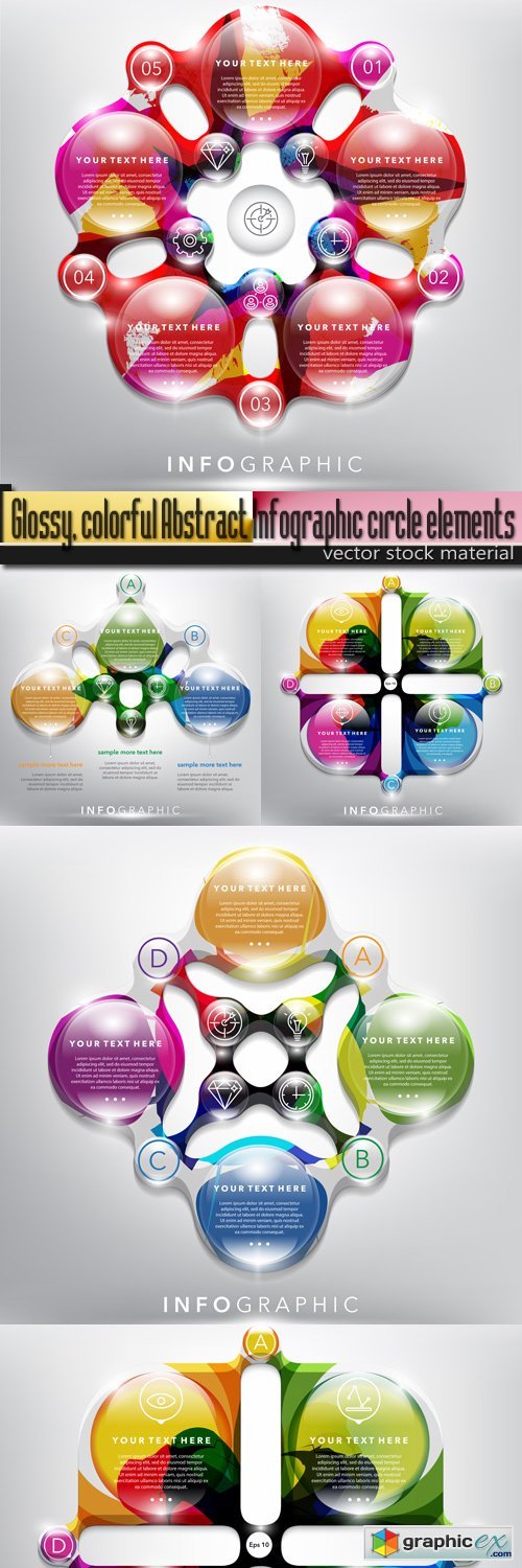 Glossy, colorful Abstract Infographic circle elements