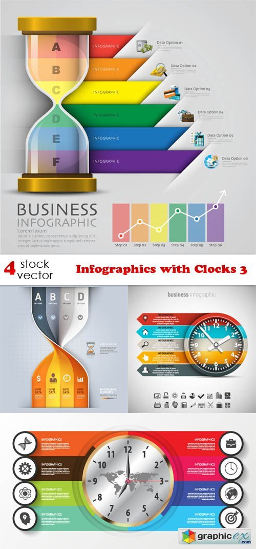 Vectors - Infographics with Clocks 3