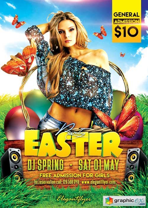 Easter Party Flyer PSD Template + Facebook Cover