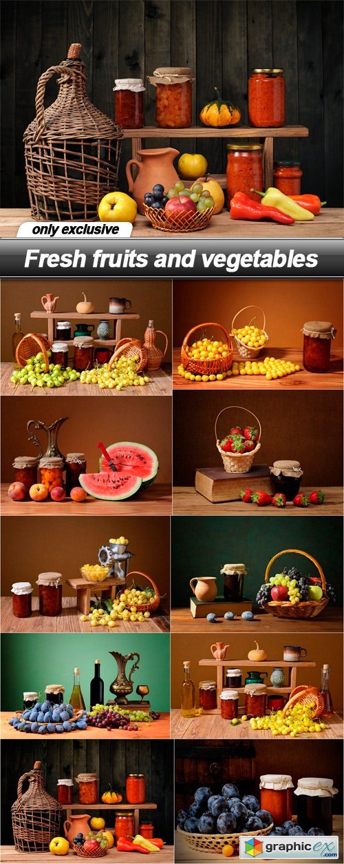 Fresh fruits and vegetables - 10 UHQ JPEG