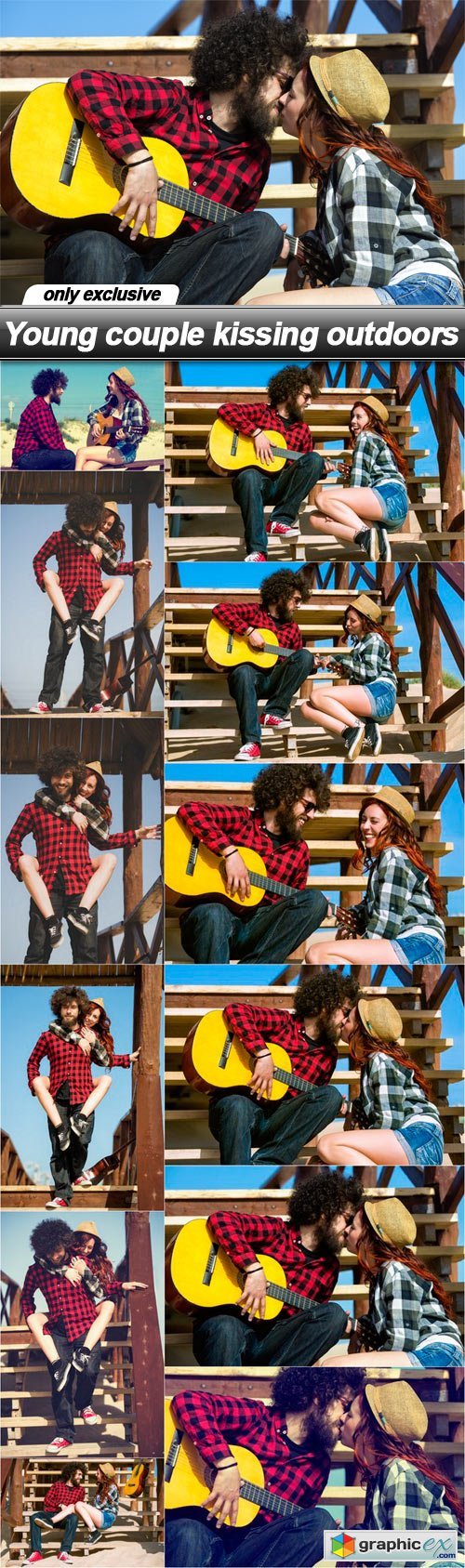 Young couple kissing outdoors - 12 UHQ JPEG