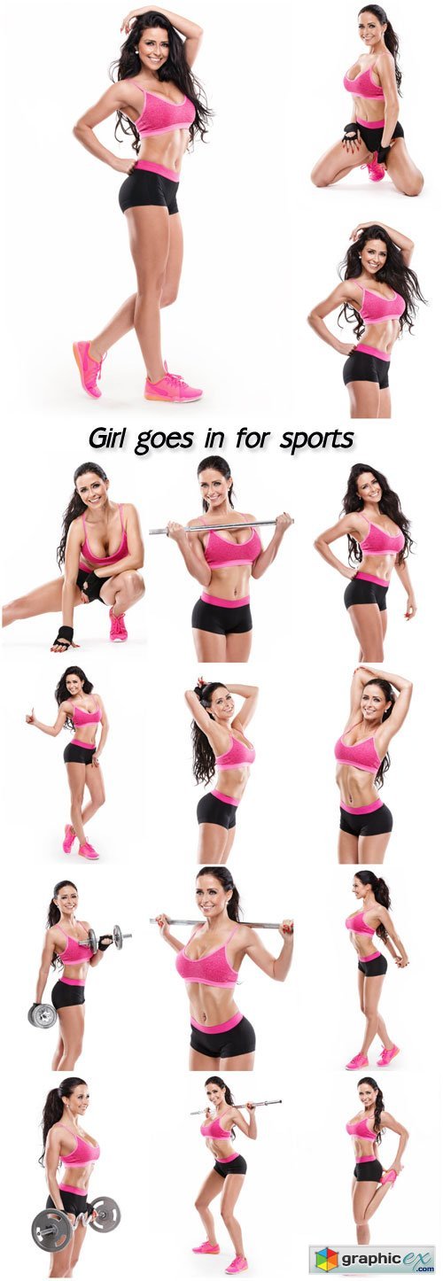 Girl goes in for sports, athletic female figure