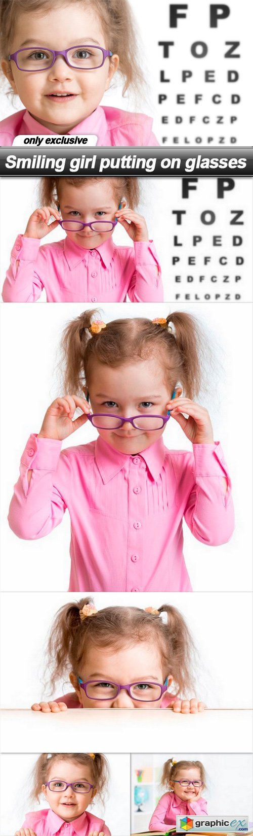 Smiling girl putting on glasses - 6 UHQ JPEG
