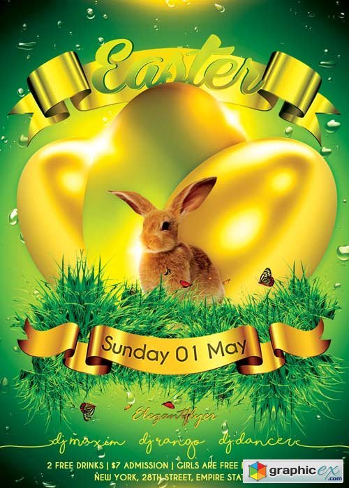 Easter Party V05 Flyer PSD Template + Facebook Cover