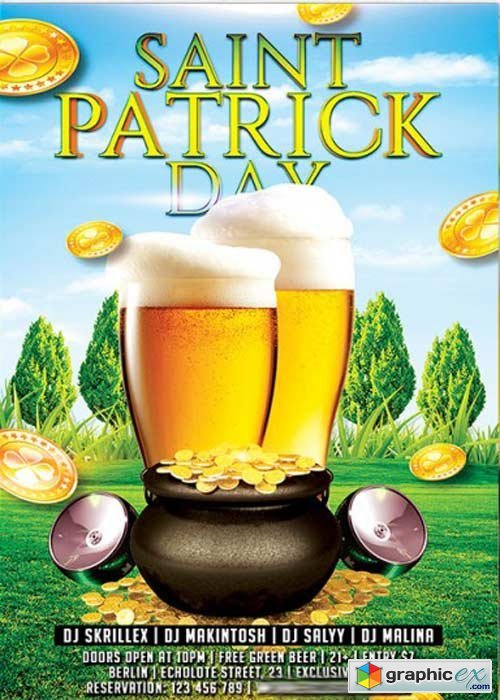 St. Patricks Day Premium Flyer Template + Facebook Cover