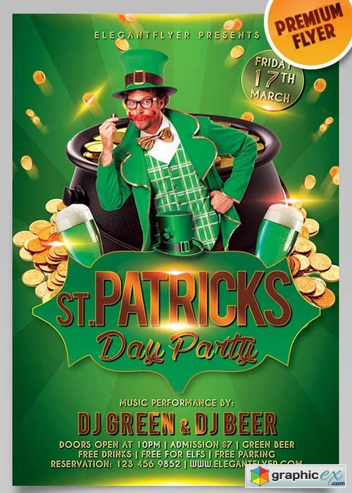 St. Patricks Day Flyer PSD Template + Facebook Cover