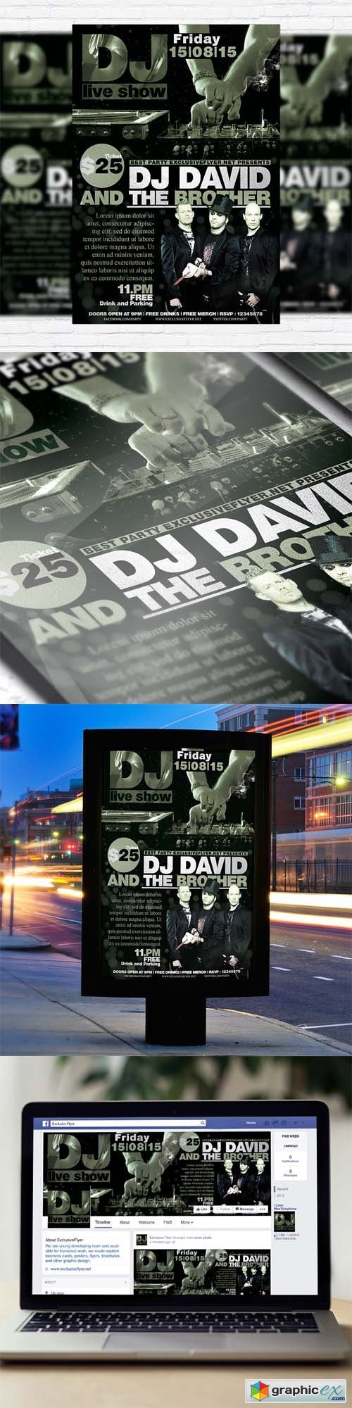 DJ Live Show Vol.2 - Flyer Template + Facebook Cover