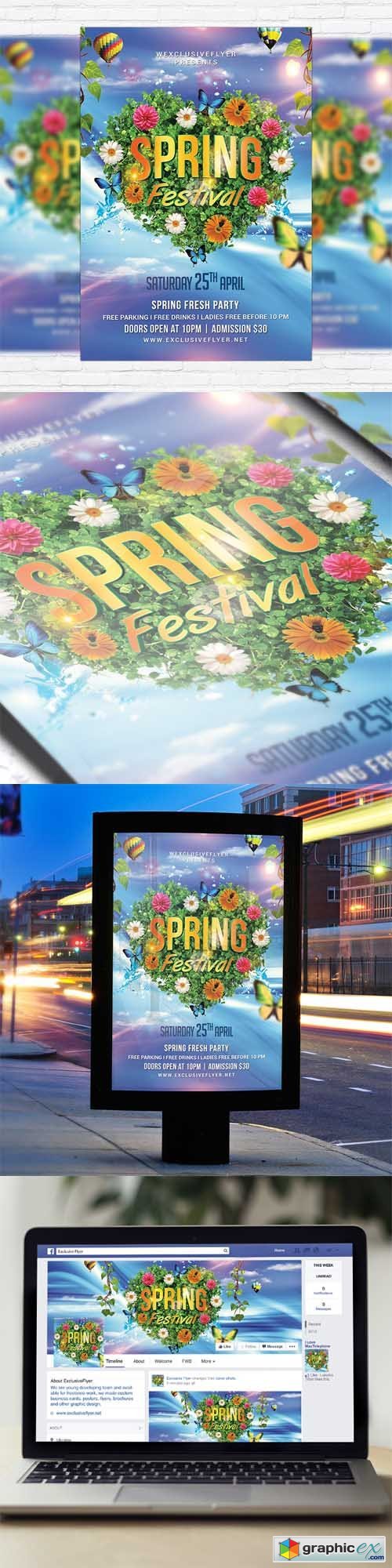 Spring Festival Night - Flyer Template + Facebook Cover