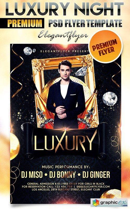 Luxury Night Flyer PSD Template + Facebook Cover