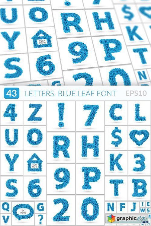 Blue frozen leaves font 