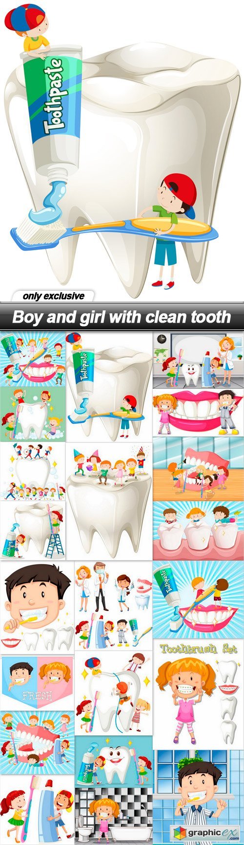 Boy and girl with clean tooth - 21 EPS