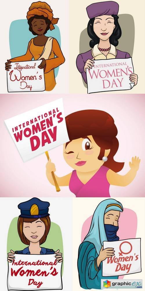 Women with a Women's Day Sign