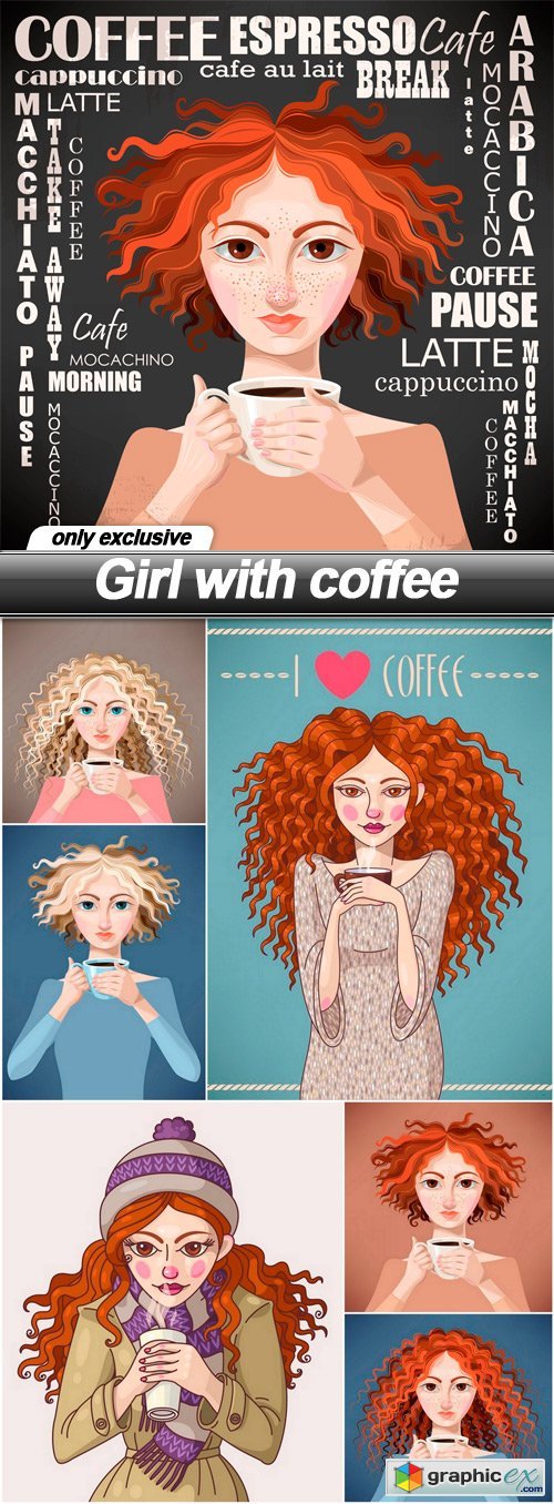 Girl with coffee - 7 EPS